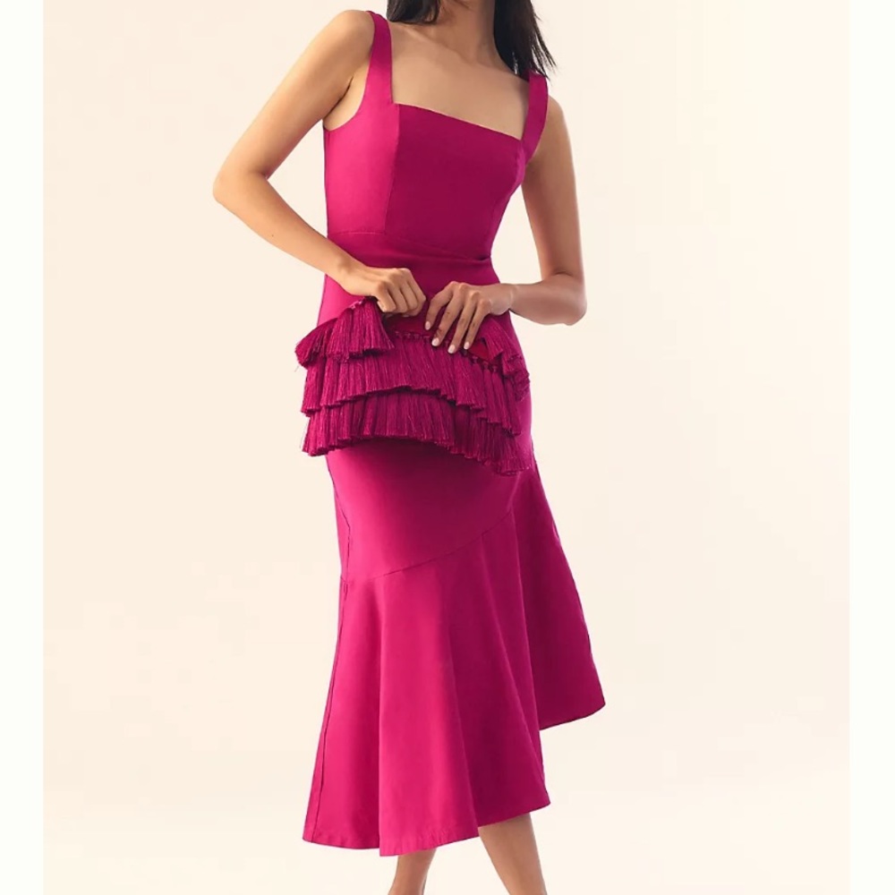 The Ariana Square-Neck Asymmetrical Ruffle-Hem Dress - Anthropologie Dress